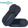 FreedConn Moto Motocicletta Casco Bluetooth TCOM-VB Intercom Interphone, collegare fino a 3 ciclisti, autonomia 800 m, comando vocale, musica stereo, radio FM(2 pezzi auricolare morbido)