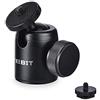 UTEBIT Mini Testa a Sfera per Treppiede 24mm, Rotazione 360°, Vite 1/4, Foro Filettato 3/8, Adattatore Slitta Hot Shoe con Vite 1/4, Max 5kg, per Fotocamere, Treppiedi, Flash