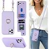 Ｈａｖａｙａ Cover per iPhone 11 Pro Max con cordino RFID Porta Carte Cover per iPhone 11 Pro Max con cordino Ring portafoglio - Viola