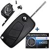 mt key Chiave per auto pieghevole senza fili 1 custodia a 3 pulsanti + 1 chiave vuota HU100 + 1 batteria CR2032 per Fiat Citroen Peugeot Iveco Lancia