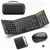 MoKo Set Tastiera e Mouse Wireless Pieghevoli, Tastiera Bluetooth AZERTY Portatile con Tastierino Numerico, 2.4G + Dual BT 5.0, Tastiera Portatile Ricaricabile USB-C per Tablet/Smartphone/PC