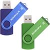 SIMMAX Chiavetta USB 2 pezzi 32GB Girevole Pendrive USB 2.0 Unità Memoria Flash (32GB Blu Verde)