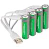 tka Köbele Akkutechnik batterie Ricaricabili: Set da 4 batterie Ricaricabili, Alta capacità, 2.000 mAh (Batteria USB c, accumulatore AA USB, RC)