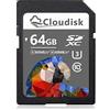 Cloudisk Scheda di memoria SD da 64 GB SDXC UHS-I - C10, U3, V30, 4K UHD, scheda SD