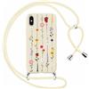 Yoedge Cover con Cordino per iPhone XS Max 6,5, Aesthetic Disegni Fiori Custodia con Corda Tracolla Laccio Collana, Ultra Sottile Silicone TPU Antiurto Protettiva Case per iPhone XS Max, Beige2