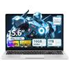 KeeUiU Portatile PC 15,6 pollici, Ryzen 5 5500U processore Notebook, 16 GB di RAM SSD da 1 TB, Laptop display IPS FHD, porta Type-C, USB 3.0, HDMI, tastiera digitale retroilluminata Computer portatile