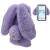 LCHDA Cover per iPhone SE 2020 / iPhone 8 / iPhone 7, Carino Orecchie da Coniglio 3D Morbide Palle di Pelo Pelliccia Sintetica Peluche Soffice Flessibile TPU Paraurti Custodia Protettiva - Viola