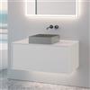 neoro n60 mobile La: 100 cm con 1 scomparto scomparto estraibile, lavabo La: 40 cm acciaio inox spazzolato,, BN0735BS+BN0756WM, n60 [Mobili da Bagno > Mobili con Lavabo Integrato]