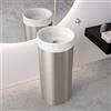 neoro n50 lavabo da appoggio in marmo con colonna di design Ø 40 A: 90 cm, BN0832CW+BN0834BS, n50 bianco marmorizzato [Lavabi > Lavabi a Pavimento]