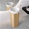 neoro n50 lavabo da appoggio in marmo con colonna di design profilata Ø 40 A: 90 cm, BN0832CW+BN0835BG, n50 bianco marmorizzato [Lavabi > Lavabi a Pavimento]