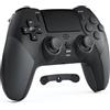 CHEREEKI Controller per PS4, Controller Bluetooth con 2 Pulsanti Programmabili Gamepad Wireless con Doppia Vibrazione Sensore Giroscopico a 6 Assi Touch Pad Altoparlante Integrato, Nero