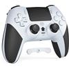 CHEREEKI Controller per PS4, Controller Bluetooth con 2 Pulsanti Programmabili Gamepad Wireless con Doppia Vibrazione Sensore Giroscopico a 6 Assi Touch Pad Altoparlante Integrato, Bianco