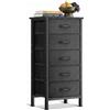 Coleshome Cassettiera Camera da Letto, Cassettiera Alta Piccola con 5 Cassetti in Tessuto, Robusta Struttura in Acciaio, Piano in Legno, Adatta per Camera da Letto e Soggiorno (Nero)