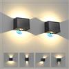 T-SUN Luci Solari da Giardino 1500 mAh Faretti Solari LED da Esterno con Sensore di Movimento, 3 Modalità Luce Solare, IP65 Impermeabile Applique da Solare per Giardino, Parete, Garage, 2 Pezzi