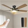 Airwit 132cm Grande Flusso d'Aria Ventilatore da Soffitto con Luce, Silenzioso Ventilatore da Soffitto con Telecomando, 6 Velocità, Lampada LED Dimmabile, Motore DC Reversibile per Camera Soggiorno
