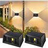 T-SUN 2 Pezzi Applique Solare da Esterno Nero, Luce Calda 3000K Applique da Parete Esterno, Moderno Up Down Lampada da Parete, IP65 Impermeabile, per Giardino Recinzione Garage Scala Porta D'ingresso