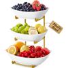 Lifewit Cestino per Frutta in Plastica a 3 Livelli Piano Cucina, Portafrutta con Supporto in Metallo Oro, Vassoio da Portata per Cibo, Verdure, Torte e Dessert per Feste.