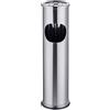 Relaxdays posacenere da Terra in Ferro/Inox, con Apertura rifiuti, Colonna Fumatori, 8 l, 56x15x15 cm, Argento