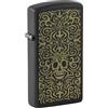 Zippo Accendino antivento con motivo di teschio pirata, incisione laser, ricaricabile, design antivento, confezione regalo, prodotto negli Stati Uniti, colore nero opaco