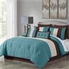 Chezmoi Collection Loft - Set di biancheria da letto a righe, 8 pezzi, colore: blu/beige/marrone cioccolato
