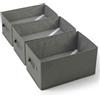 edihome, Organizer Armadio con Divisori per Cassetti, Contenitori Salvaspazio per Vestiti e Jeans, Organizzatore Pieghevole per Magliette e Biancheria (Pack 3 unità - Senza Divisori - Grigio scuro)