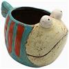 Dekohelden24 Vaso per piante, vaso per piante, vaso per piante, fioriera in ceramica, a forma di pesce, fioriera in ceramica a forma di pesce in blu/bianco, dimensioni (L x P x A): circa 16 x 11 x 11 cm.