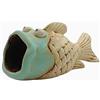 Dekohelden24 Vaso per piante, vaso per piante, vaso per piante, vaso in ceramica, pesce in ceramica, fioriera in ceramica come pesce con foro per supporto a parete, dimensioni (L x P x A): circa 23 x 11 x 11 cm.