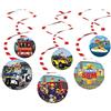 Amscan 9912963 - Ghirlande a spirale da appendere con licenza ufficiale Sam il pompiere - 6 pezzi