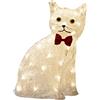 Konstsmide LED Acrilico Gatto Seduto, 40 diodi a Luce Calda, 24 V, Esterno (IP44), 3,6 W, Cavo Bianco