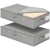 Romon Scatole per Armadio, 2 Pezzi Contenitori Sottoletto con Cerniera Bidirezionale, Organizzatore per Letto con Coperchio, 50l (76x40x17cm), Piegabile, Per Abiti E Biancheria, Grigio