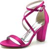 ENWIND Donna Sandali Incrociato Cinturino Caviglia Blocco Tacco décolleté Punta Aperta Alto Tacco Quadrato Scarpe da Sposa,Fuchsia,37 EU