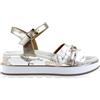 Alviero Martini 1A Classe Alviero Martini Sandalo Platform Donna, Beige/Oro Rosa, Stampa Cartografica, Cinturino alla Caviglia, Modello 2466 0371 (35)