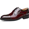 LMUIPMAA Uomo Nozze Brogues Formale attività Commerciale Scarpe da Sera Stringate Derby Scarpe in Pelle,Burgundy,47 EU