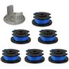 Eyoloty RAC124 Bobina di filo adatta per tagliaerba a batteria Ryobi 18 V ONE+ RLT1830Li, OLT1831, RLT1825Li, OLT1825, lunghezza 3,3 m, diametro 1,65 mm e copertura bobina (6 bobine, 1 tappo)