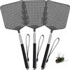 YOLONCE 3 Pezzi Scacciamosche quadrato,Estensibile Paletta Mosche,Portatile Scacciamosche,Estensibile Scacciamosches,Scacciamosche Forte Flessibile,per Prevenire Mosche,Zanzare,Nero
