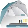 Homecall Ombrellone da spiaggia e da spiaggia, 2 in 1, reversibile, Ø 270 cm, grande con finestra, protezione dal vento, da spiaggia, dalla pioggia, UV50+, protezione solare per 2-3 persone (blu)