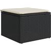 vidaXL Sgabello Giardino con Cuscino Nero 55x55x37 cm in Polyrattan