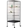 AQPET Voliera per Uccelli Canarini e Volatili, Gabbia Completa in Metallo Senza Tetto, Adatta per Interno, Dimensioni 146x54x54 cm, Colore Nero