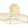 PawHut Villa in Legno con Recinto per Animali per Conigli a 2 Piani con Area di Corsa, Rampa e Porte Bloccabili 151,5 x 106 x 97 cm