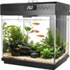 AQQA Starter kit per acquario da 14 l, piccolo acquario in vetro con filtro e luce LED, nano acquario regolabile in 10 colori, kit autopulente per pesci tropicali, per pesci rossi Betta