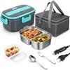 VINATO Scaldavivande Elettrico Portatile 1.5L, Porta Pranzo Elettrico 60W,Lunch Box Elettrico,Portavivande Elettrico per Auto/Ufficio, Con Posate e Borsa Termica