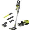 RYOBI Aspirapolvere Stick Senza Fili 18V ONE+, Batteria 4,0Ah e Caricabatterie Inclusi, Aspirazione 30 AW, Filtrazione HEPA 12, Design Autoportante, Luce LED, RSVS18-1X40GL
