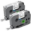 FENTEC TZe-231 12mm Nastro per Etichette Tape Cassetta Compatibile con Brother P-touch Tze Tz231 laminated white Tape PT-H107 H105 H200 E110 H100R D210 1000 1010 1280 H110, 2Pz Nastro Etichettatrice