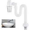 LANZLC Sifone 1 1/4 Pollici, Sifone Flessibile, Sifone Regolabile, Sifone Flessibile e Inodore, Tubo di Scarico Sostituibile, Tubo di Scarico con Sifone Antiodore, Bianco
