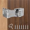 Befun 1 trappola chiudibile a chiave di sicurezza, 90/180 gradi, con password, serratura a combinazione a 3 cifre con vite per porte piccole, porta del fienile, bagno, giardino, argento