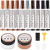 DEWEL Kit di Riparazione Mobili in Legno, 10 Colori Pennarello per Legno, Penne per il Restauro dei Mobili, 50g Stucco per Legno Bianco e Noce, per Macchie e Graffi