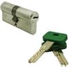 inferramenta Cilindro Europeo Antieffrazione in Nichel con Doppia Chiave Piatta | Massima Sicurezza per Porte Blindate, Box, Garage e Cancelli (60 mm / 30-30 mm)