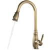 LAKKOAKOAA Rubinetto Cucina Rubinetto Lavello Con Doccetta Estraibile, 2 Modalità, Anticato Vintage Stile Girevole A 360 ° Monocomando Ottone Miscelatore Cucina, Rubinetto Lavello Cucina, Bronzo