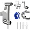 PORFOYO Set per bidet, doccetta per WC, spruzzatore per WC a parete, distributore d'acqua in acciaio inox con tubo + 304 pistola a spruzzo + base a gancio per WC, bagno, bagno, cucina (argento)