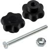 AERZETIX - Set di 4 manopole di serraggio M12 a forma di stella in plastica nera + 2 viti a 6 punti M12x140 mm e 2 dadi esagonali M12 | corsa di serraggio massima 96 mm